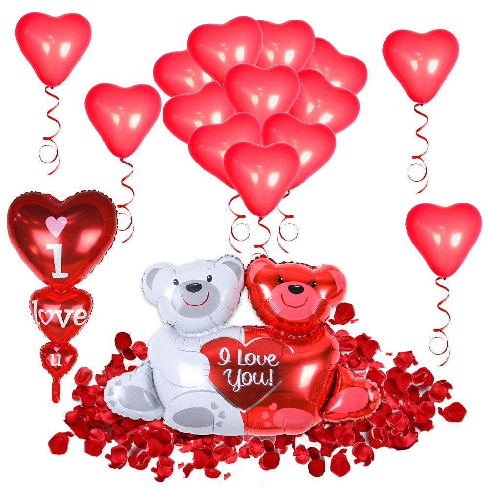 Love Balloons Kit Teddy Bears Balloon Set Decoration For Valentines Romantic Anniversary Wedding Party Decorations - Giftlab