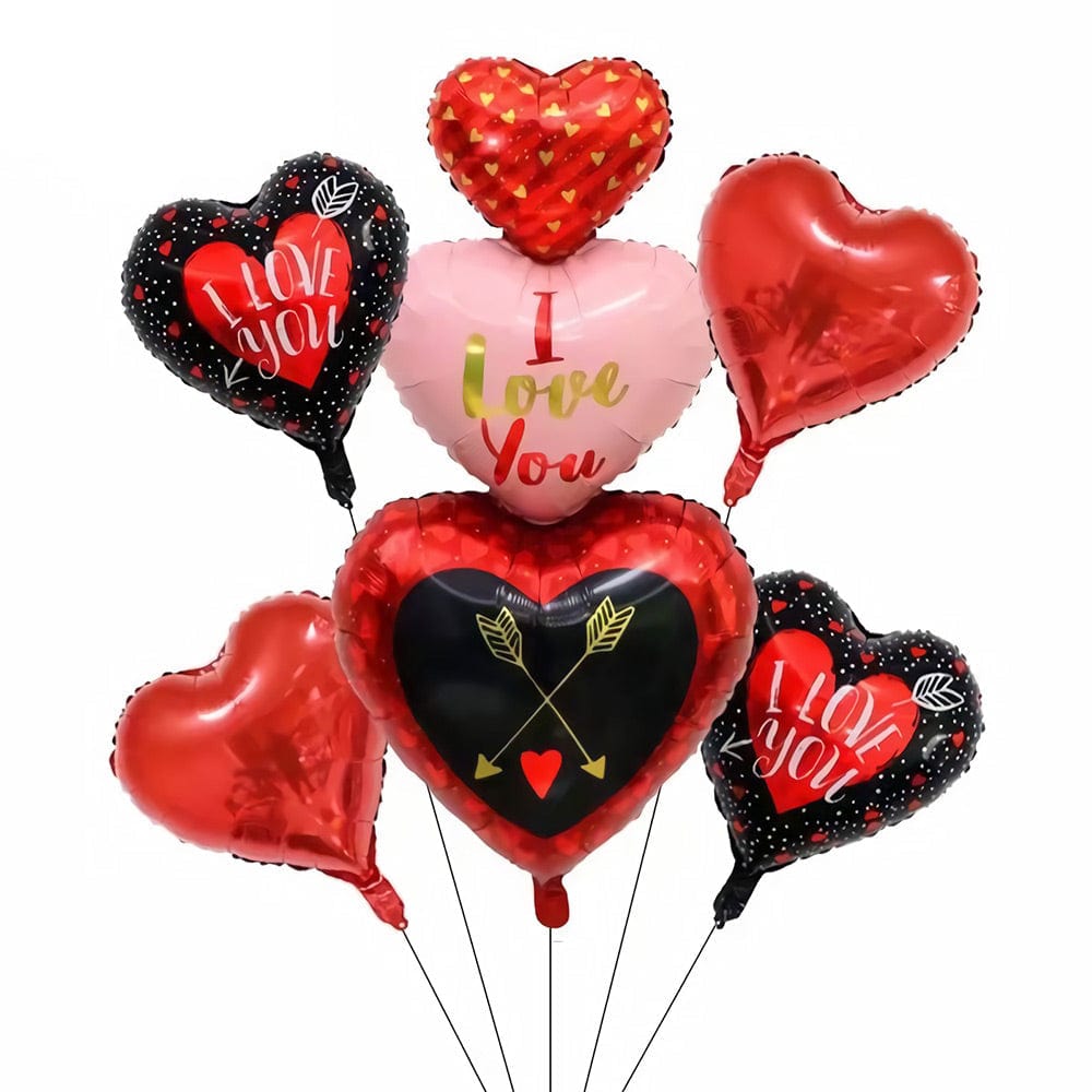 5PCS Heart Balloons Aluminum Film Love Balloons Set For Valentines Day Anniversary Wedding Party Decorations - Giftlab