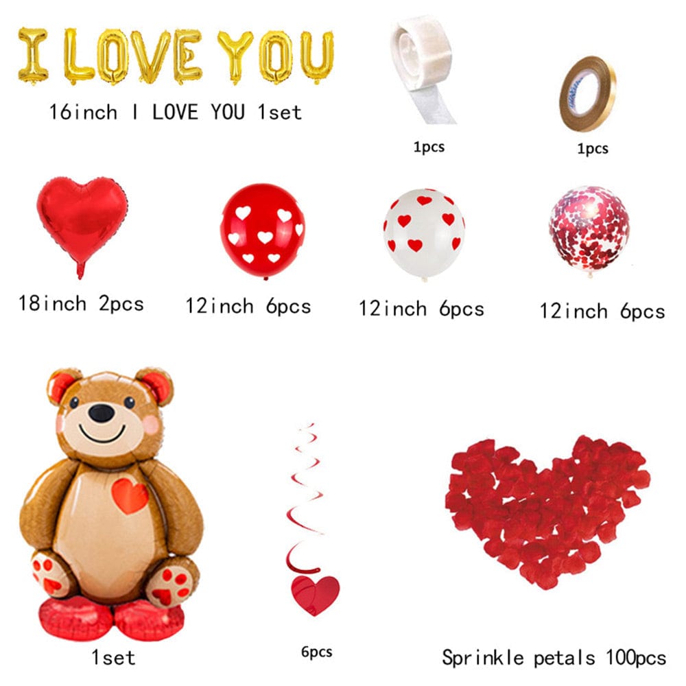 Bear Balloon Love Bear Balloon Kit Decoration For Valentines Romantic Anniversary Wedding Party Decorations - Giftlab