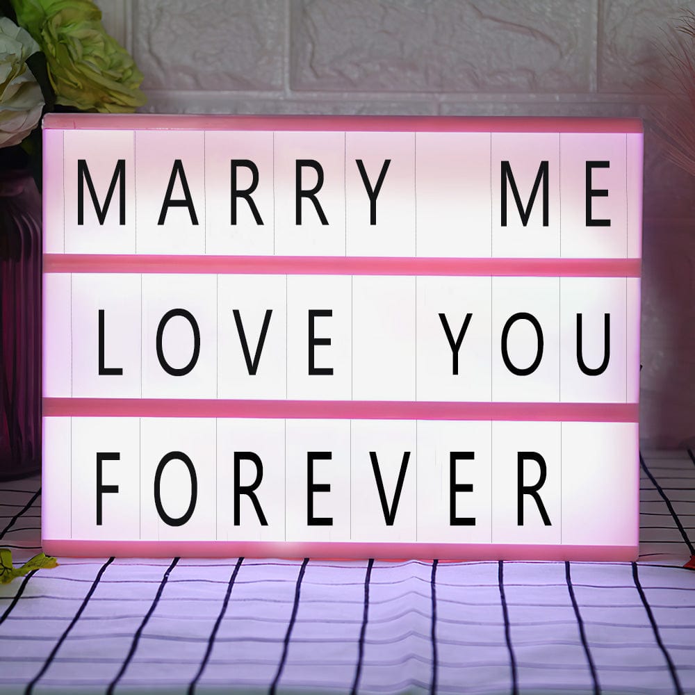 LED Cinema Light Box with Letters Wall Mountable Pink - Giftlab