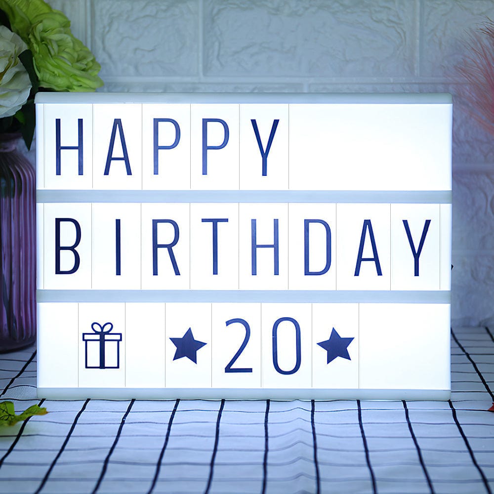 LED Cinema Light Box with Letters Wall Mountable White - Giftlab