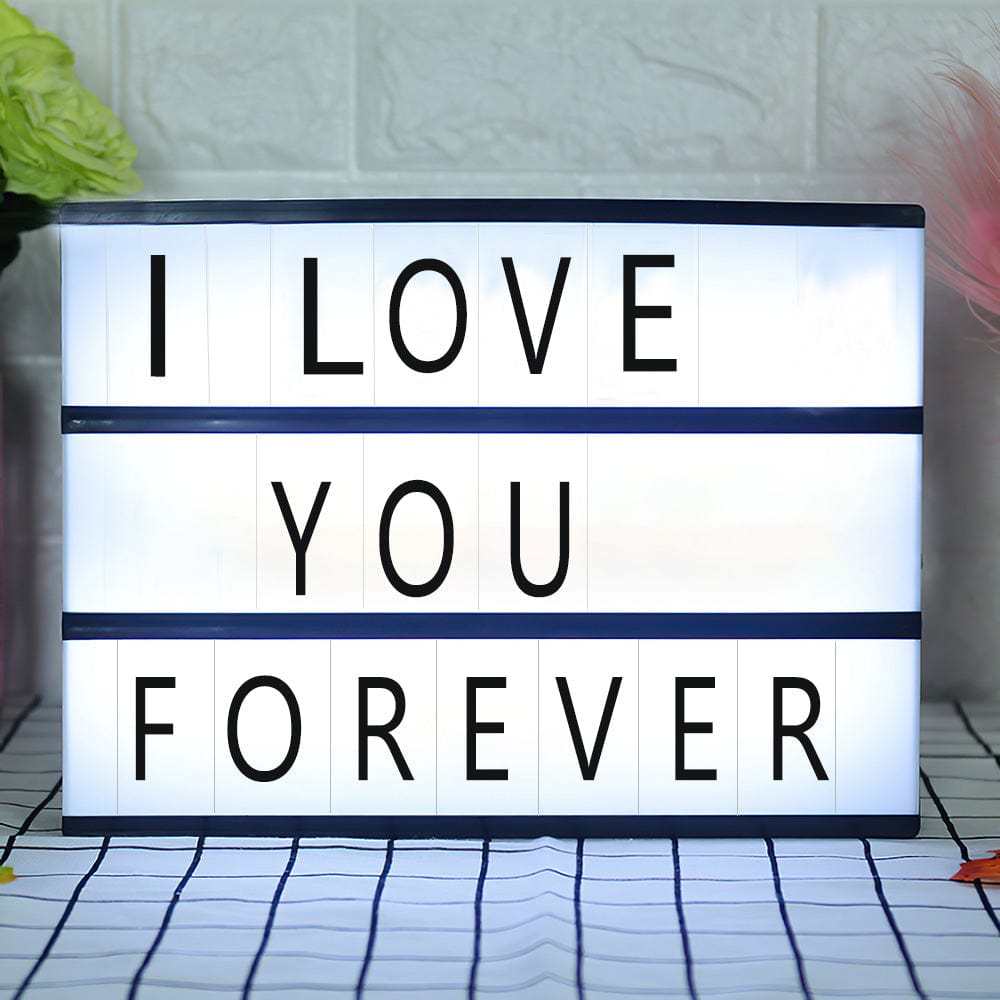 LED Cinema Light Box with Letters Wall Mountable Black - Giftlab