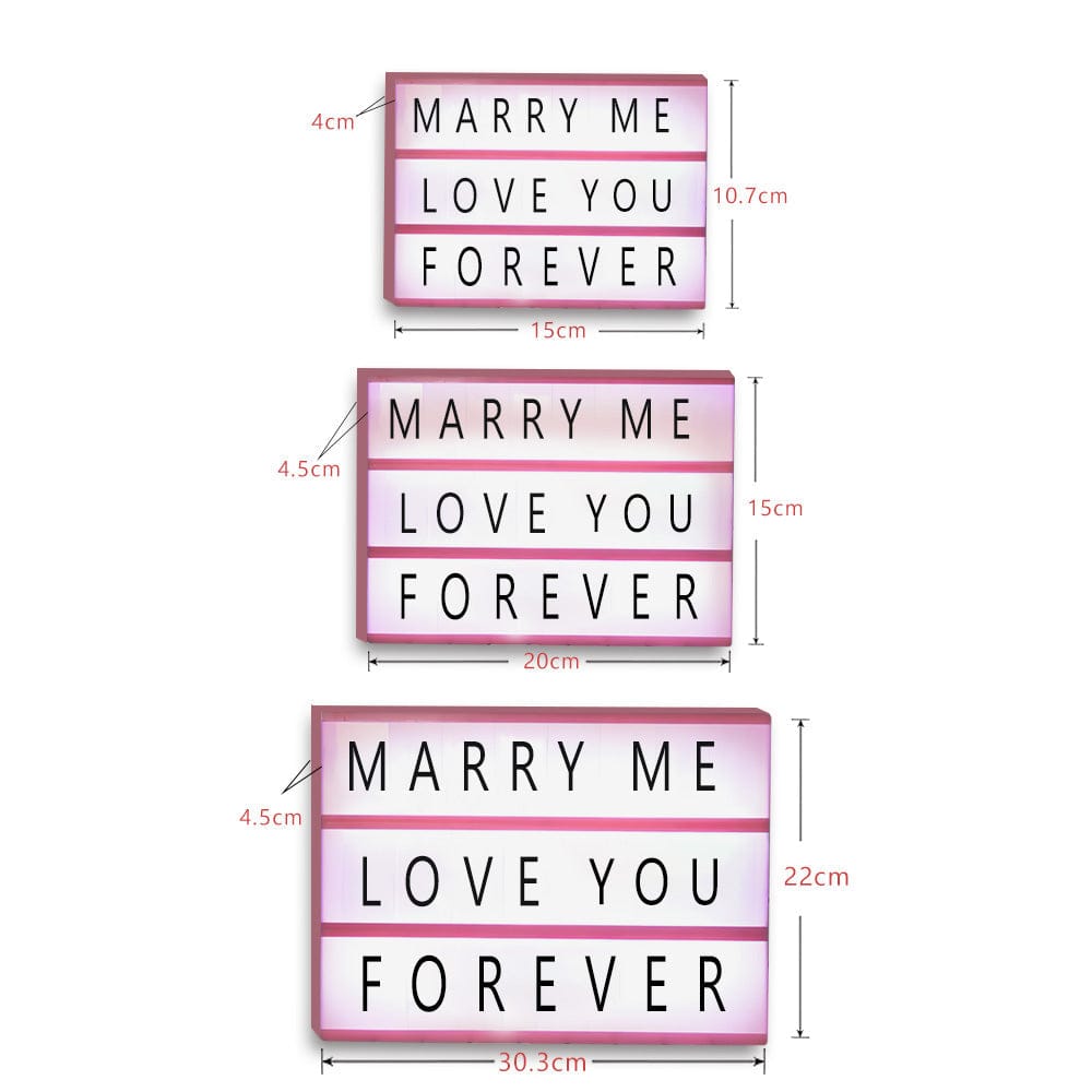 LED Cinema Light Box with Letters Wall Mountable Pink - Giftlab