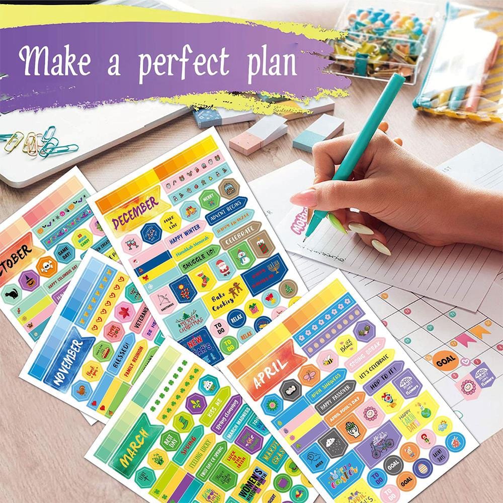 Planner Stickers Calendar Stickers 12 Sheets Monthly Planner Sticker - Giftlab