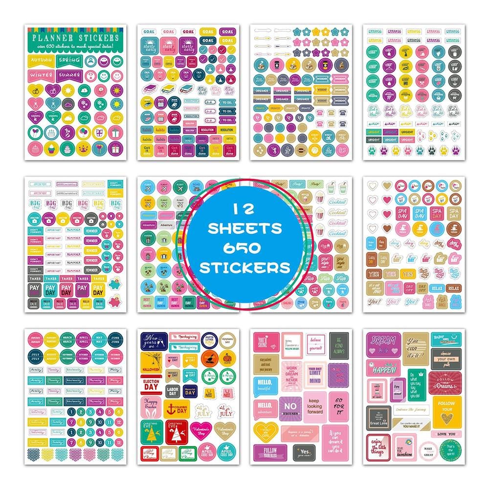 Calendar Sticker Planner Stickers For Calendar 12 Sheets Monthly Weekly Planner Sticker - Giftlab