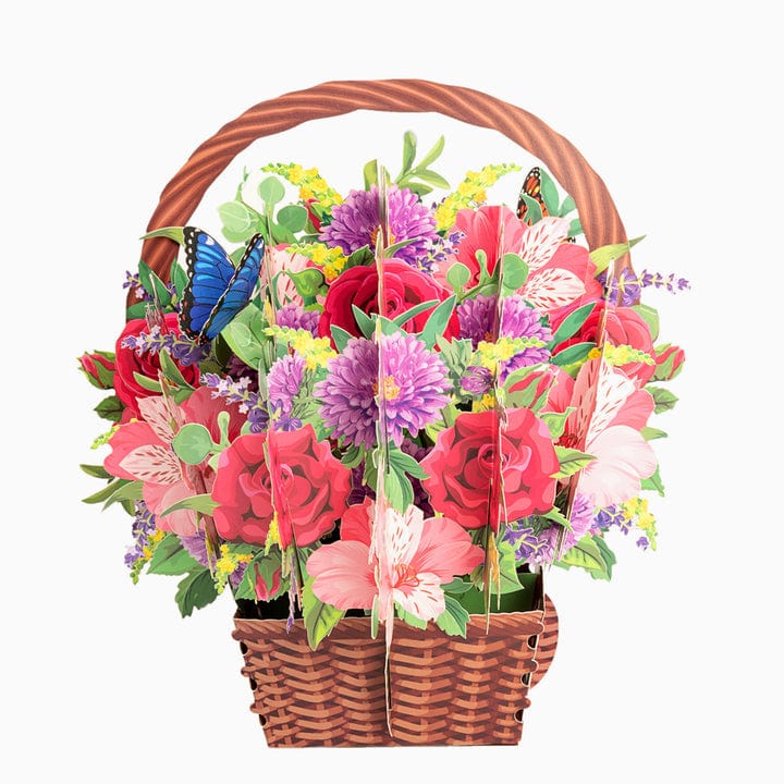 Carnation Daisy Mixed Basket Flower Pop Up Card Mother's Day Card - Giftlab
