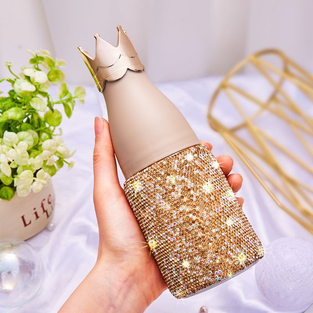 Golden Rhinestone Tumbler Stylish Bling Water Bottle Portable Themos - Giftlab