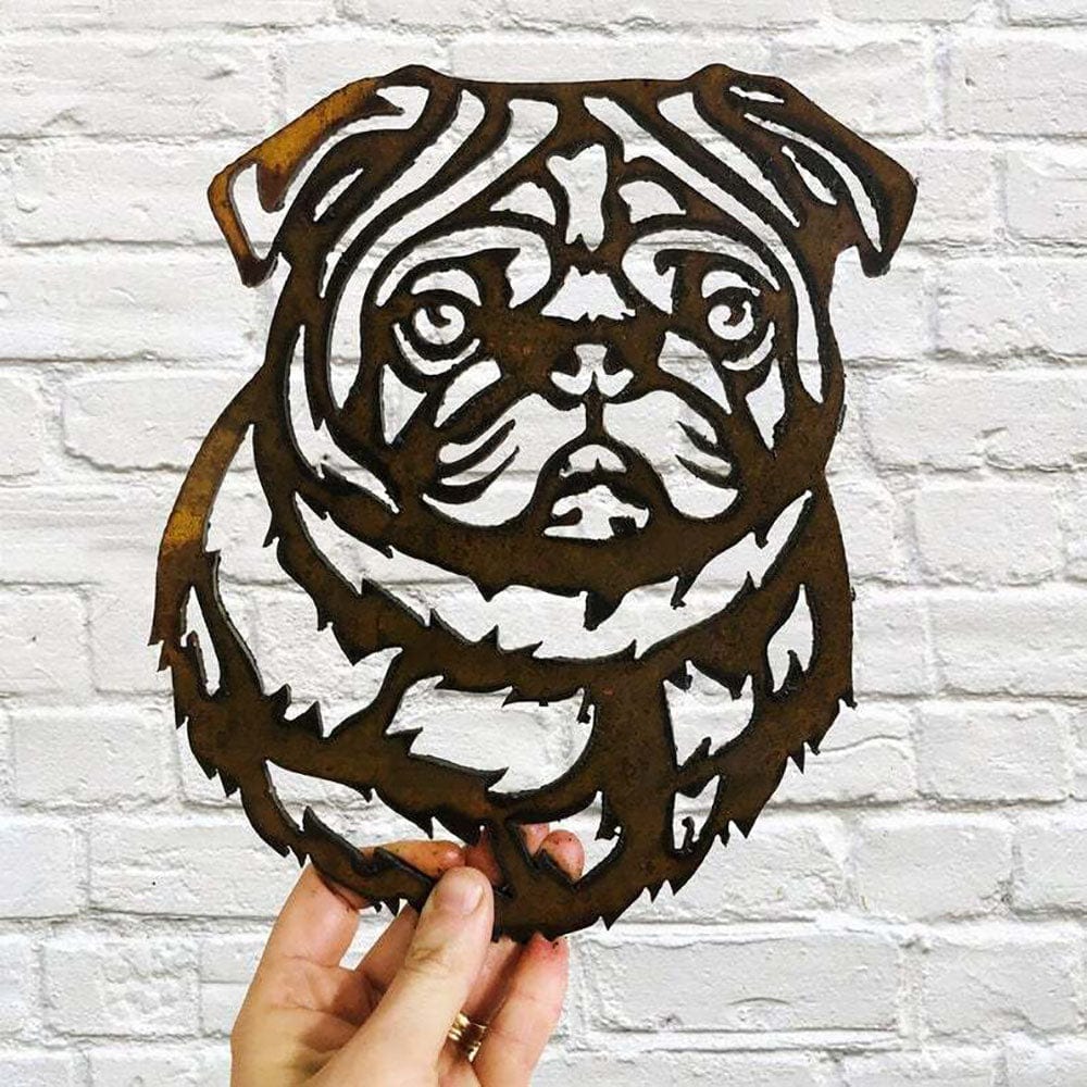 Dog Metal Wall Art Hanging Home Decor Puppy Pet Pug dog - Giftlab