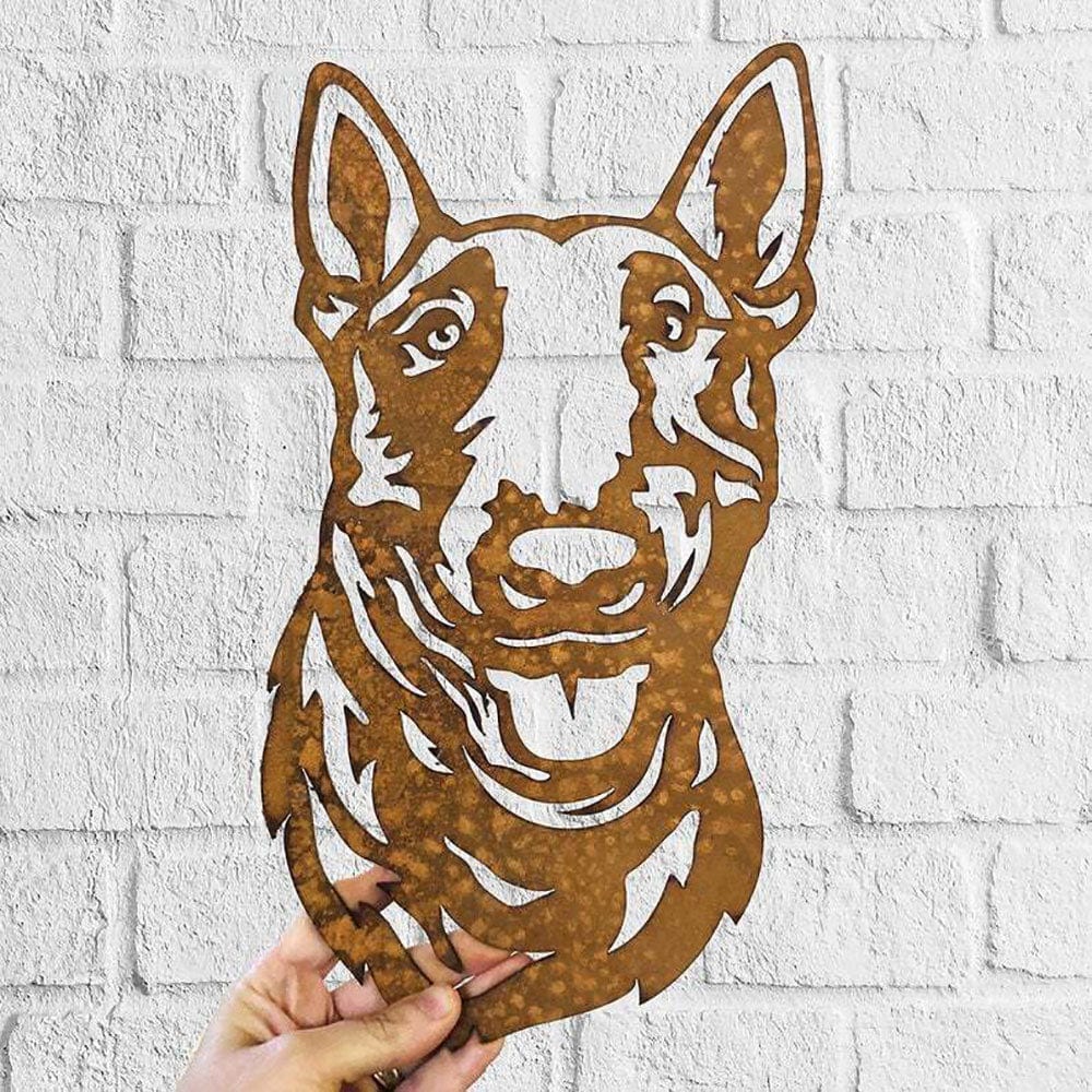 Dog Metal Wall Art Hanging Home Decor English Bull Terrier Puppy Pet - Giftlab