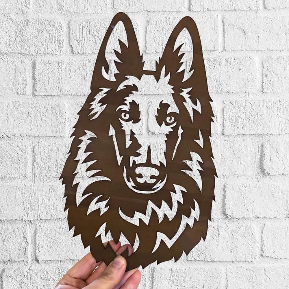 Dog Metal Wall Art Hanging Home Decor Belgian Shepherd Dog Puppy Pet - Giftlab
