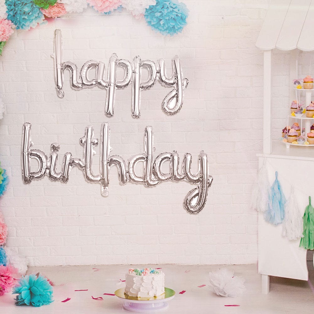 Happy Birthday Balloons Banner Alphabet Birthday Party Decor Gifts - Rose Gold - Giftlab