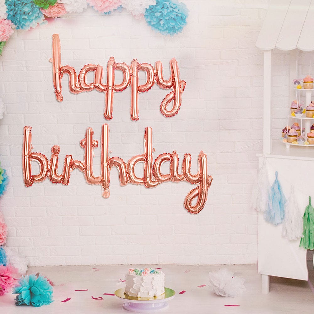 Happy Birthday Balloons Banner Alphabet Birthday Party Decor Gifts - Blue - Giftlab