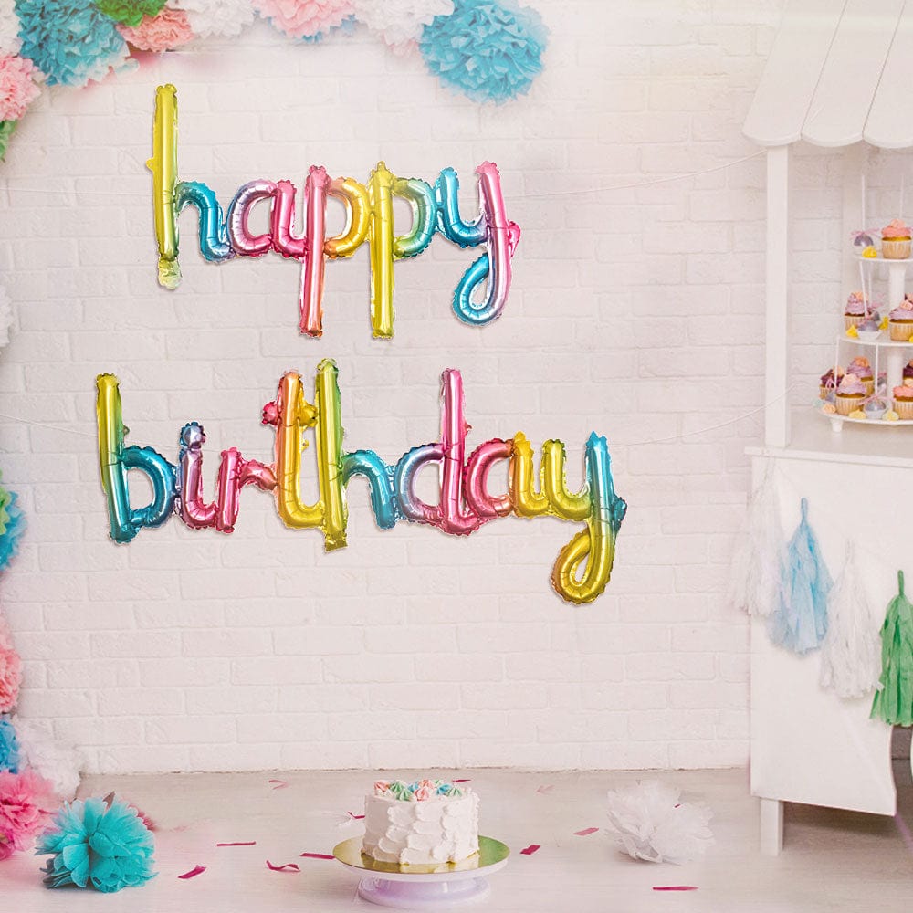 Happy Birthday Balloons Banner Alphabet Birthday Party Decor Gifts - Gradient - Giftlab