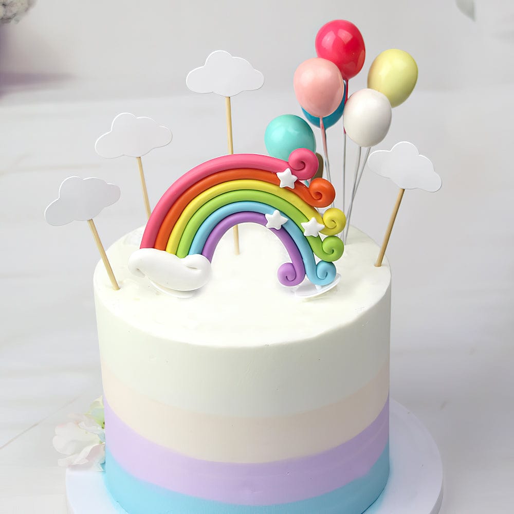 Colorful Rainbow Cake Topper Cupcake Picks Set Kid Birthday Baby Shower Party - Giftlab