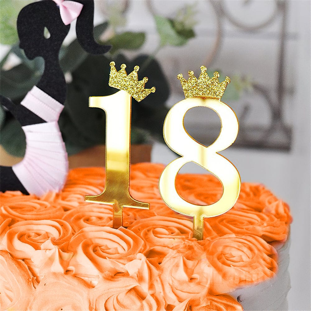 10PCS Acrylic Numbers Crown Cake Topper Happy Birthday Cake Toppers for Birthday Party Decorations - Giftlab