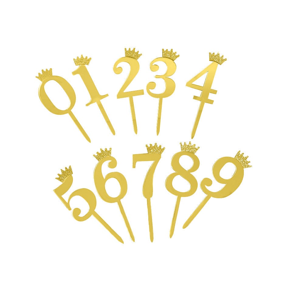 10PCS Acrylic Numbers Crown Cake Topper Happy Birthday Cake Toppers for Birthday Party Decorations - Giftlab