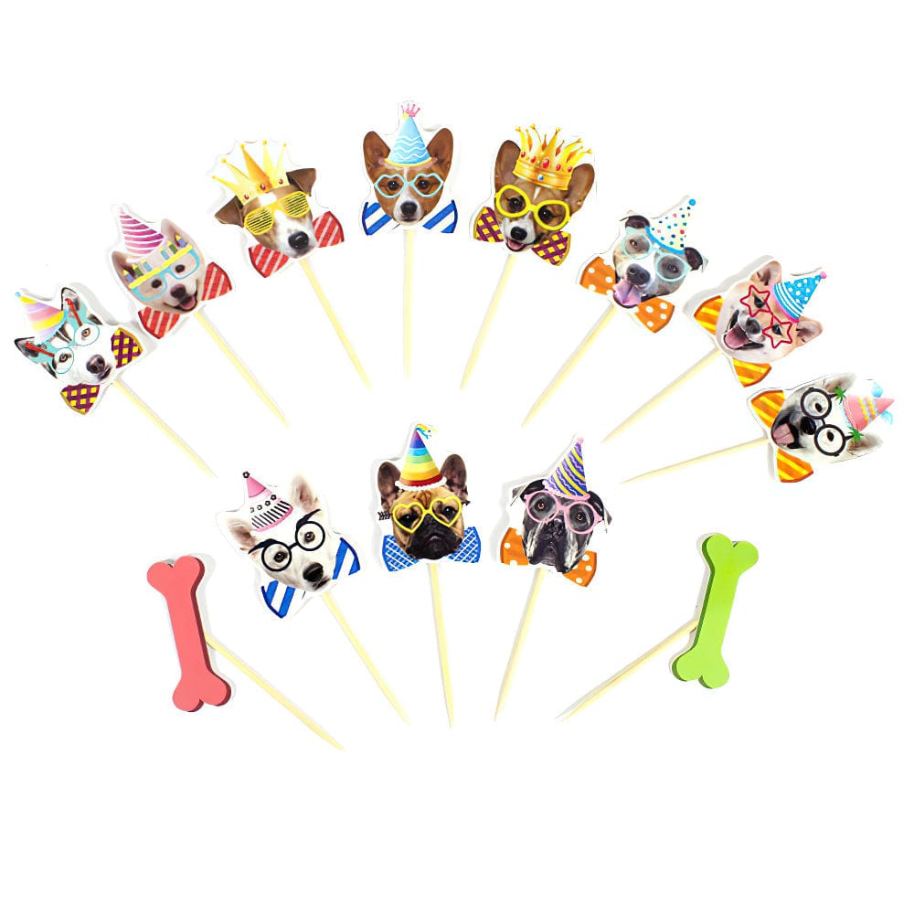 26PCS Dog Cupcake Toppers Dogs Face Cake Toppers Birthday Party Decorations Supplies for Kids - Giftlab