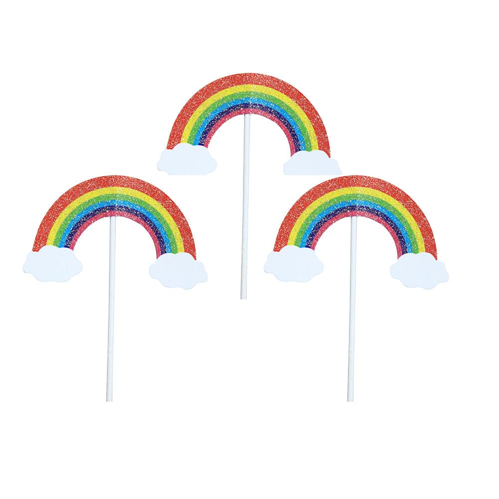 3PCS Cupcake Toppers Crystal Glitter Colorful Rainbow Dessert Cake Birthday Cake Decorative - Giftlab