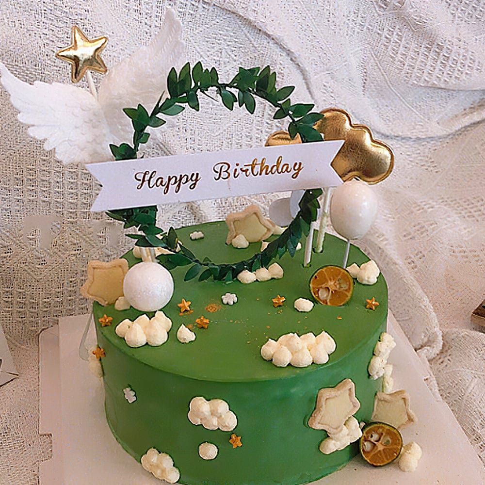 3PCS Happy Birthday Banner Wreath Cake Topper Birthday Party Decorations Supplies - Giftlab