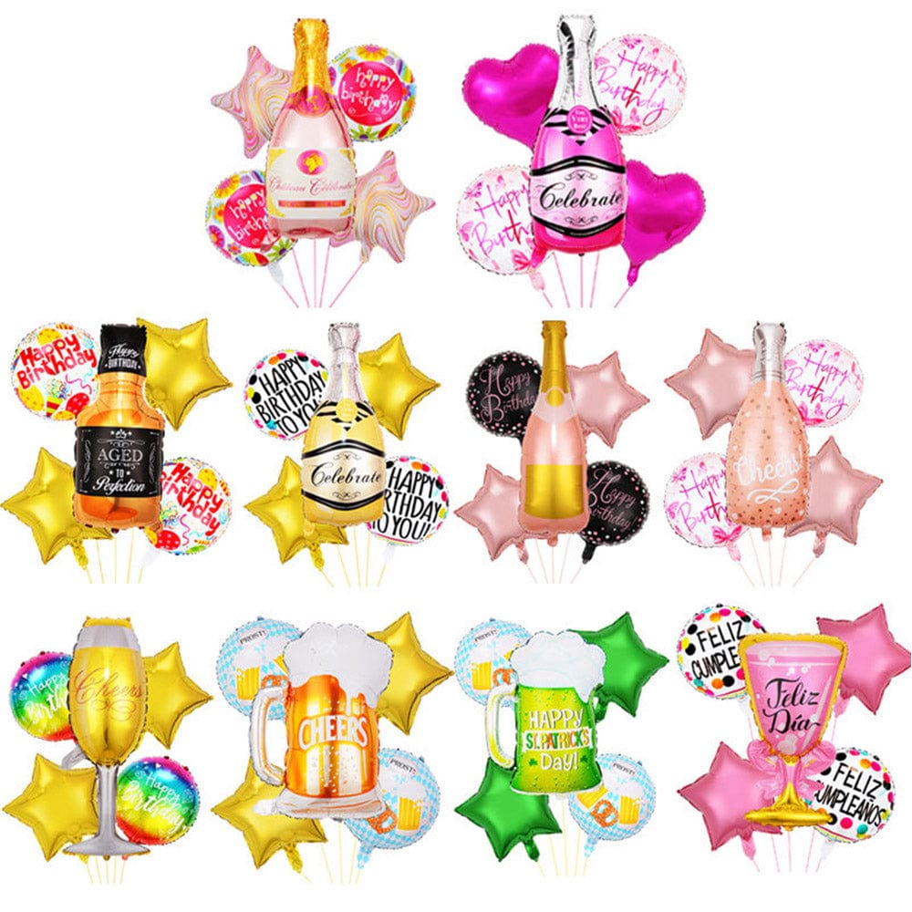 Champagne Bottle Balloons for Birthday and Engagement Party Decorations - Giftlab