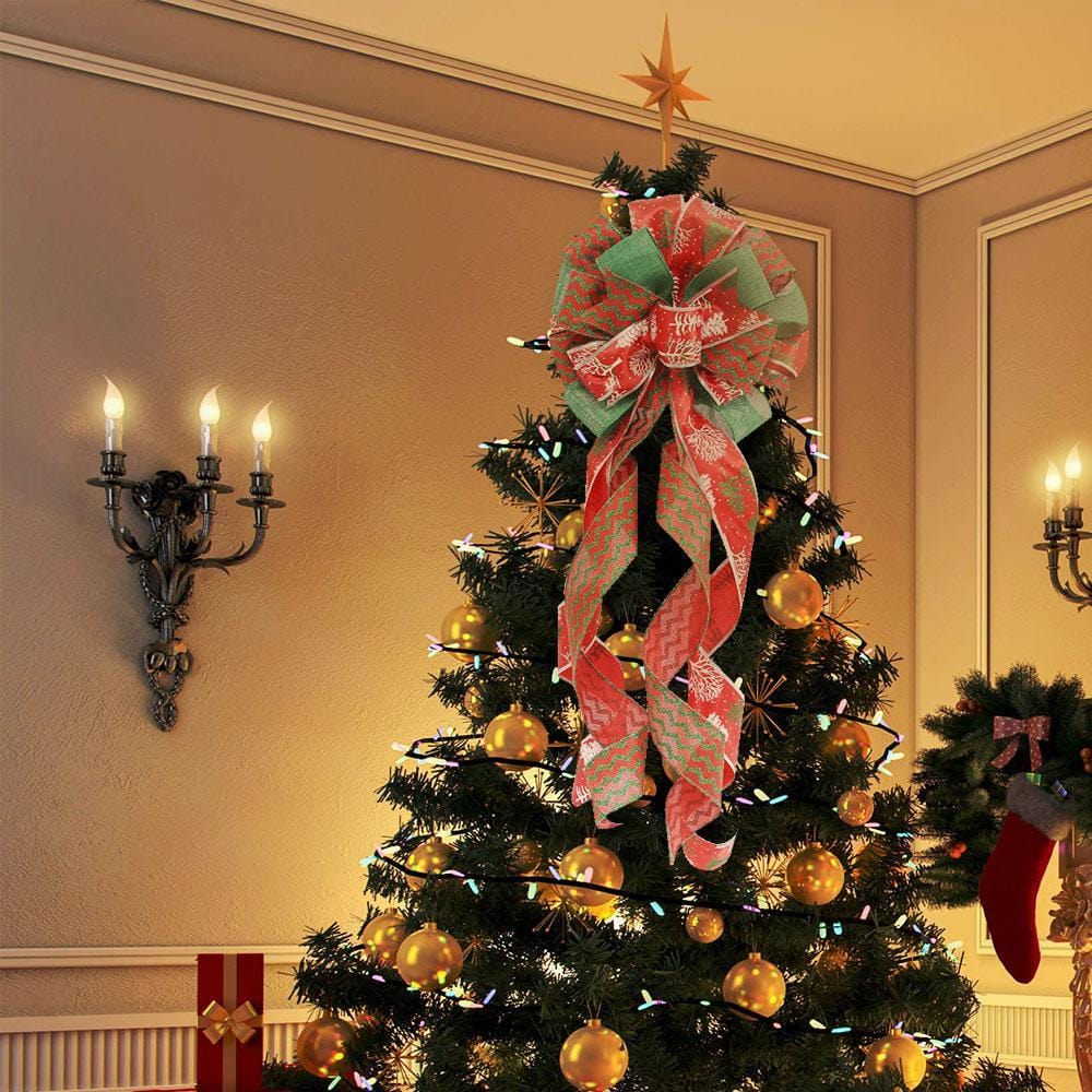 Christmas Tree Bow Toppers with Streamers Xmas Gifts - Giftlab