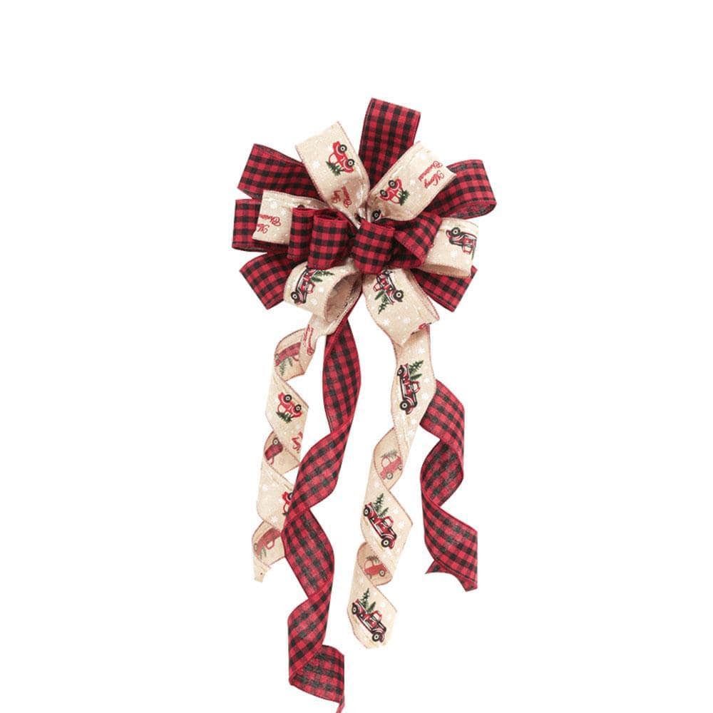 Red Christmas Bows Christmas Tree Decorations Lattice Car Xmas Gifts - Giftlab