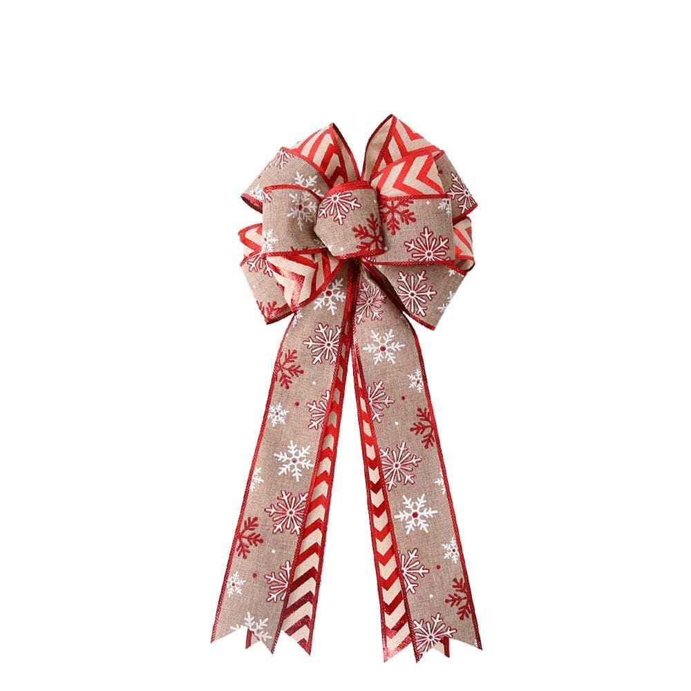 Christmas Bows and Ribbons Snowflake Stripe Stitching Bows Xmas Gift - Giftlab