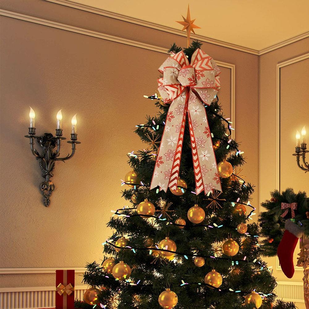 Christmas Bows and Ribbons Snowflake Stripe Stitching Bows Xmas Gift - Giftlab