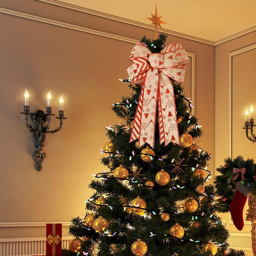 Red Christmas Bows Christmas Tree Topper Gifts for Wife Snowflake - Giftlab