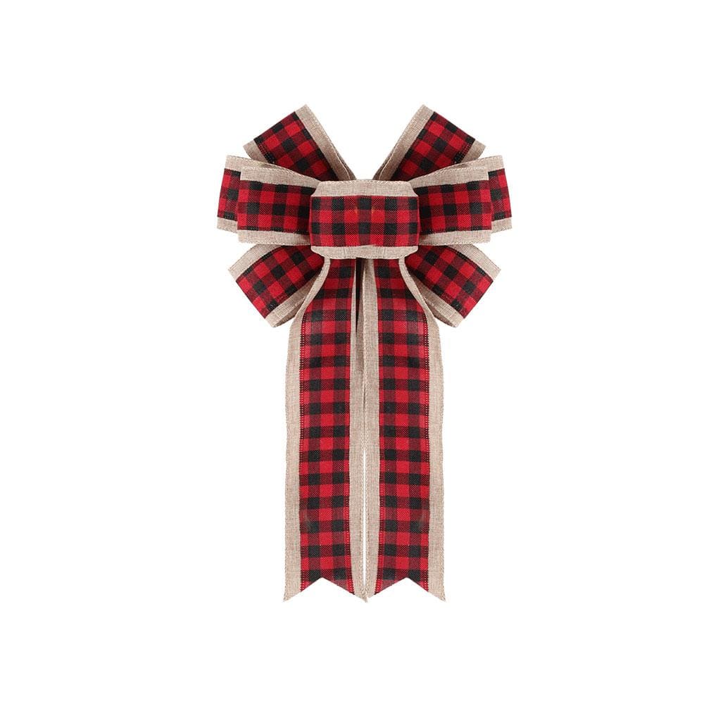 Christmas Tree Bow Toppers Red Plaid Bows Xmas Gifts for Family - Giftlab