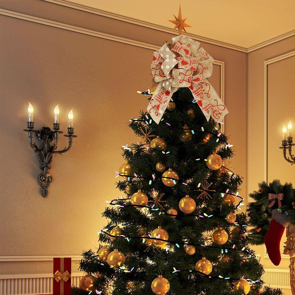 Christmas Tree Bows Toppers Burlap Ornament For Xmas Gift - Giftlab