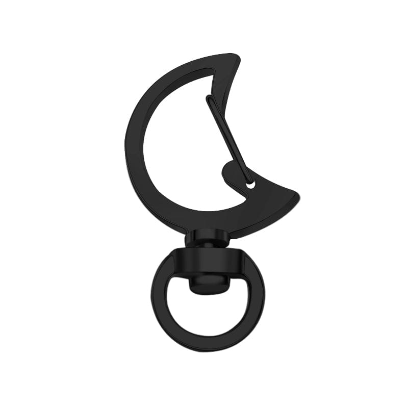 Moon-Shaped Swivel Snap Hook Keychain Metal Spring Snap Key Ring Black - Giftlab