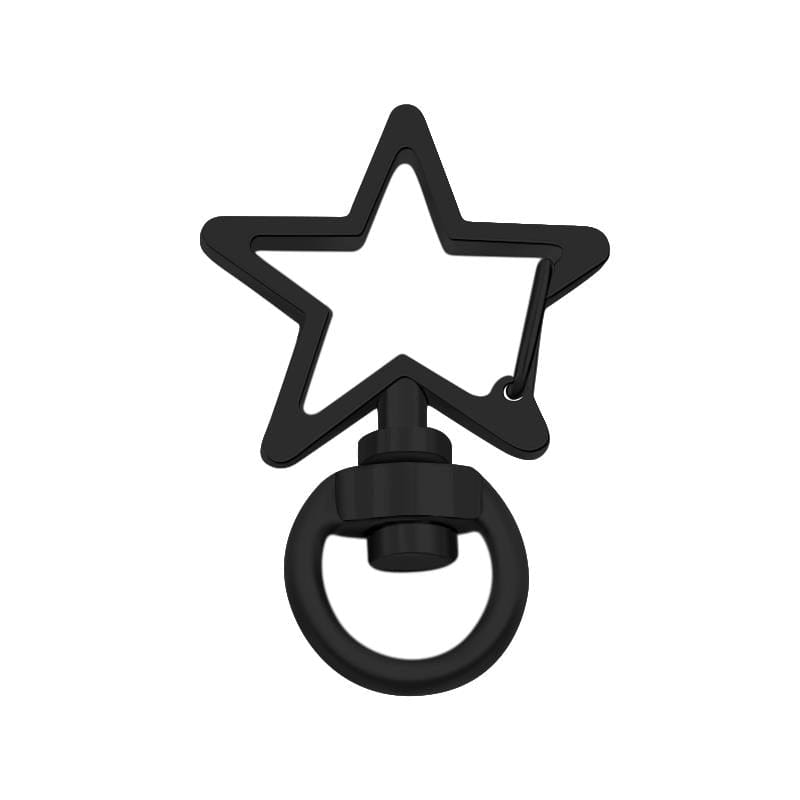 Star-Shaped Swivel Snap Hook Keychain Metal Spring Snap Key Ring Black - Giftlab
