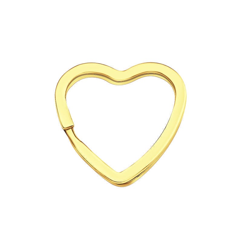 Heart-Shape Flat Key Ring Metal Split Parting Key Ring Gold - Giftlab