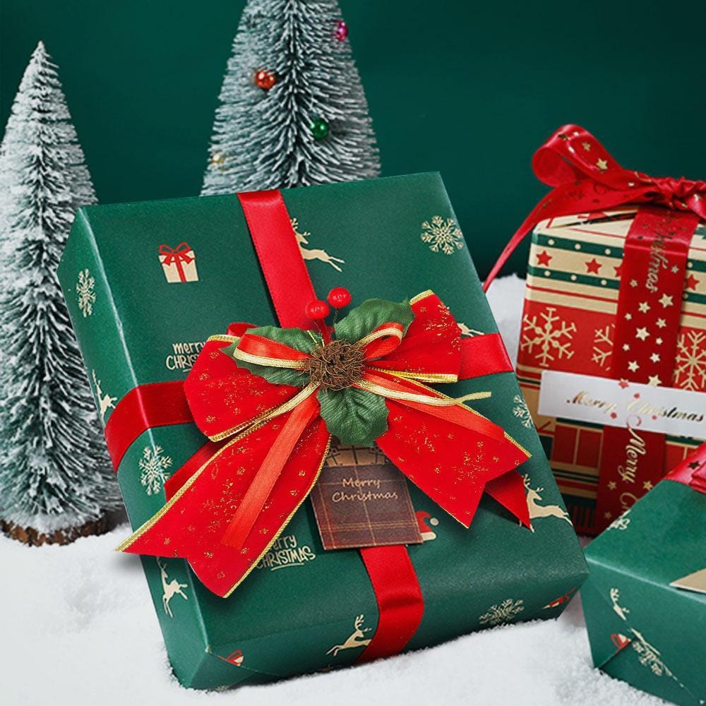 Red Christmas Bows Tie for Xmas Gift Box Berry - Giftlab