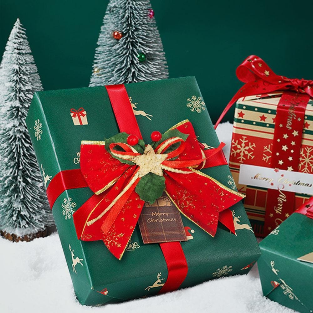 Christmas Bows and Ribbons for Xmas Gift Box Berry and Star - Giftlab