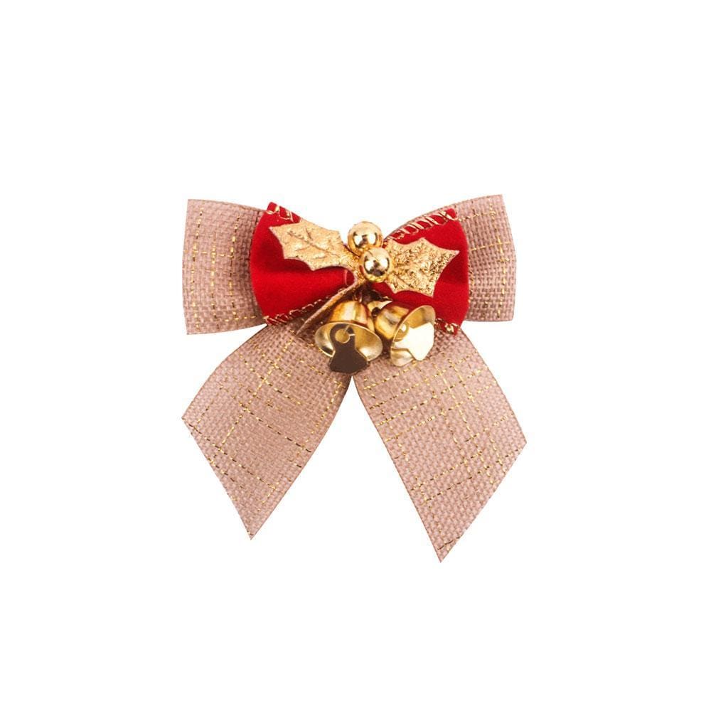 Christmas Bow Tie with Bells for Gift Box Linen - Giftlab