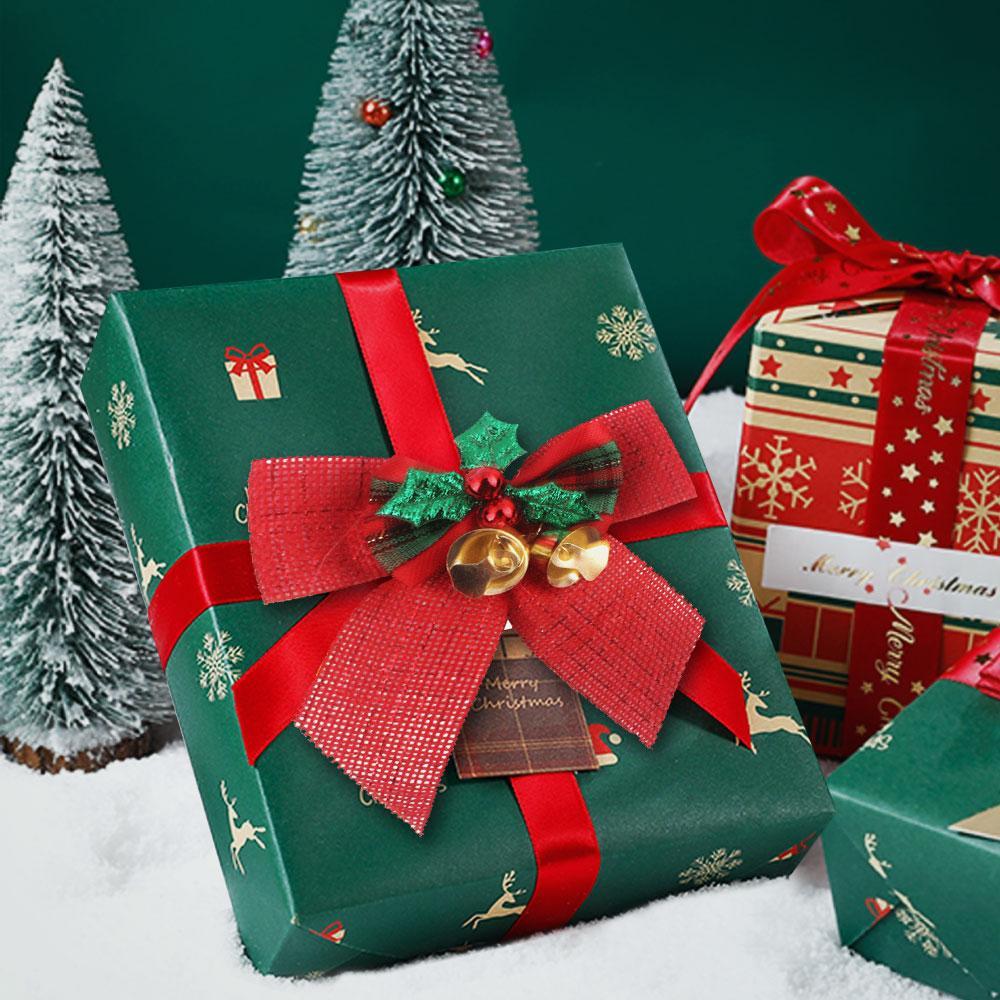 Christmas Bow Tie with Bells Red Christmas Bow for Xmas Gifts - Giftlab