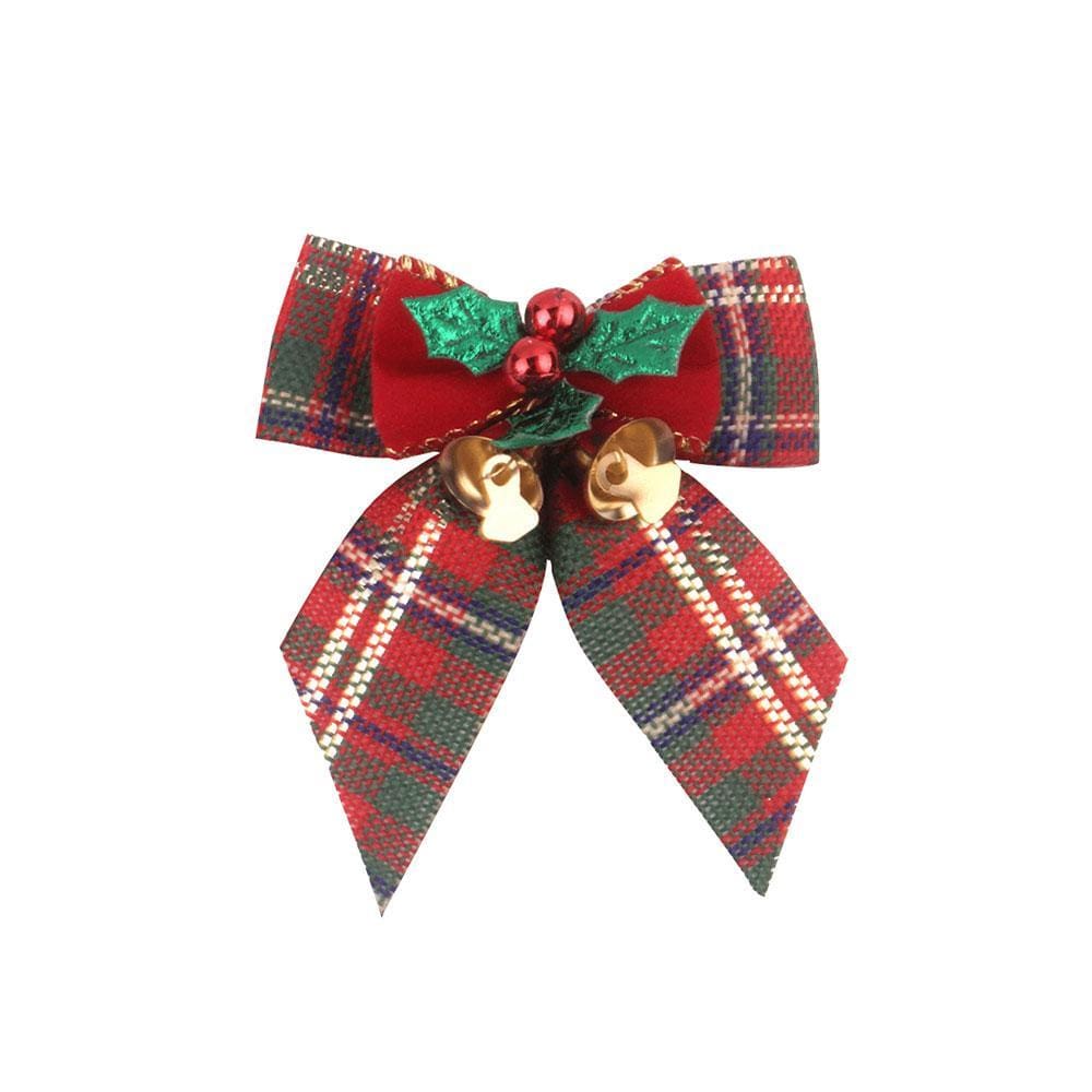Christmas Bow Tie With Bells Lattice Bow for Xmas Gift Box Berry - Giftlab