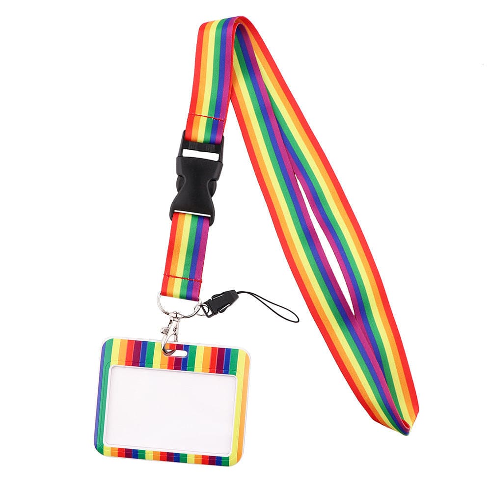 ID Badge Holder with Lanyard Fashionable ID Card Holders Cute Rainbow LGBT Badge Holder - Giftlab