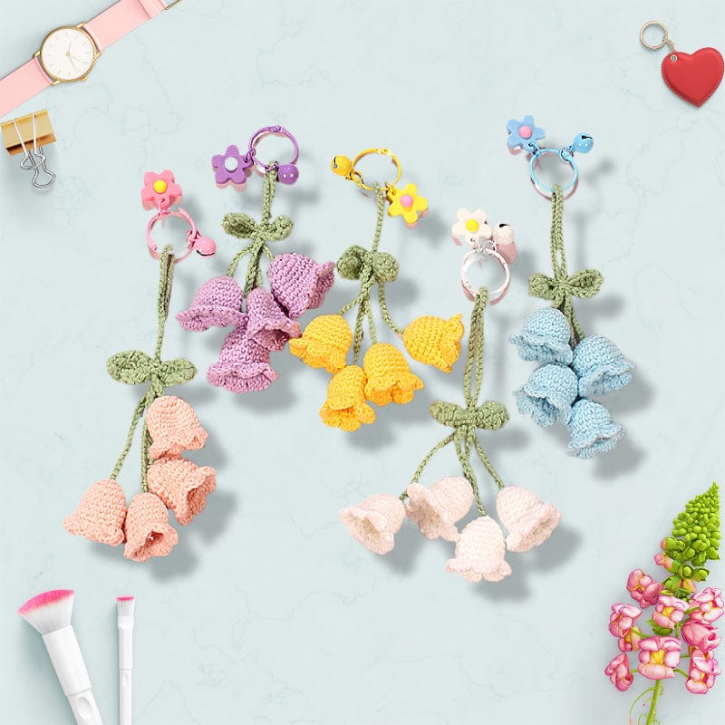Flower Knitted KeyChain for Bag Crochet Campanula Keychain Handmade Gift - Giftlab