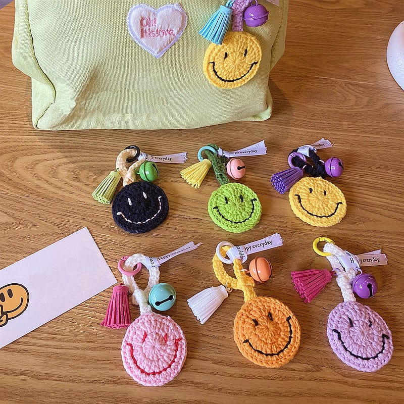 Knitted Smiley Face Keychain Creative Handmade Crochet Keychain Gift for Women - Giftlab
