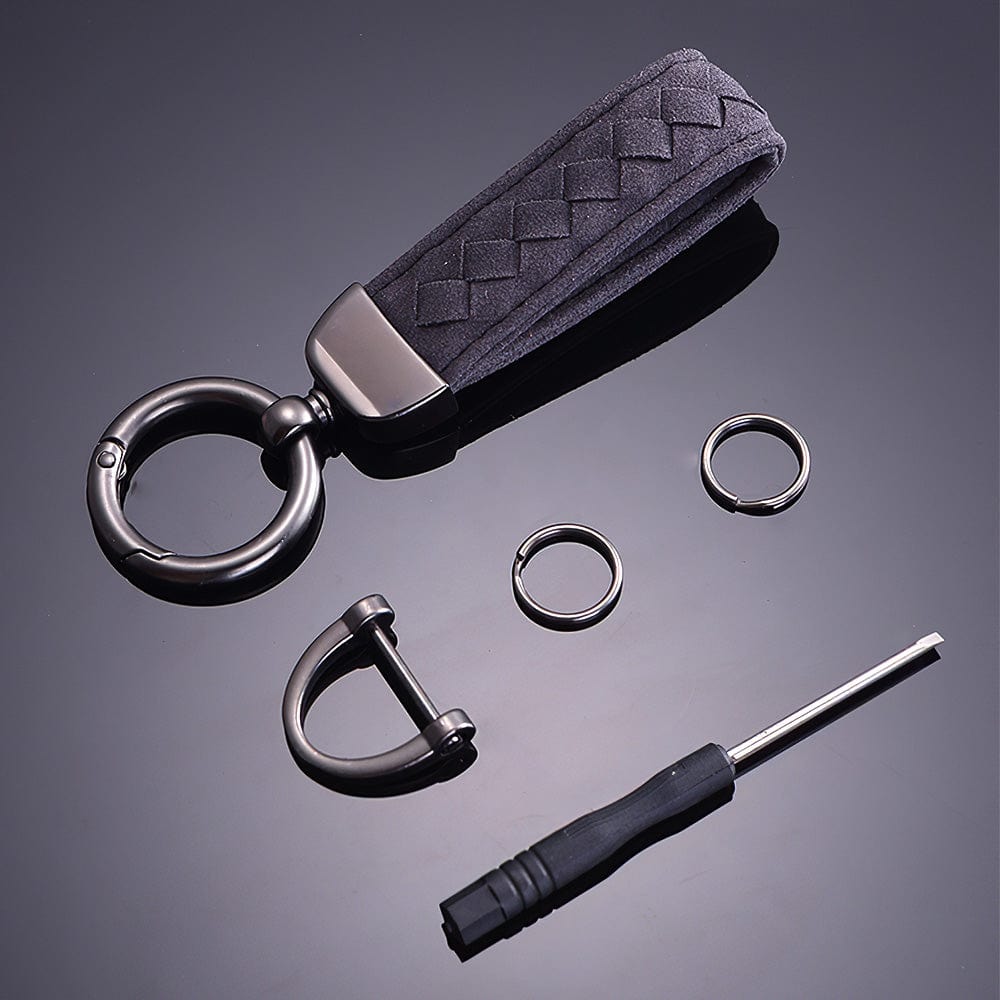Braided Suede Car Keychain Key Ring for Men - Giftlab