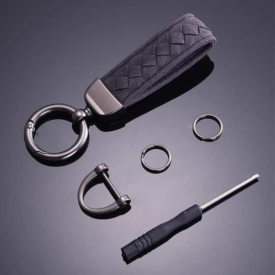 Braided Suede Car Keychain Key Ring for Men