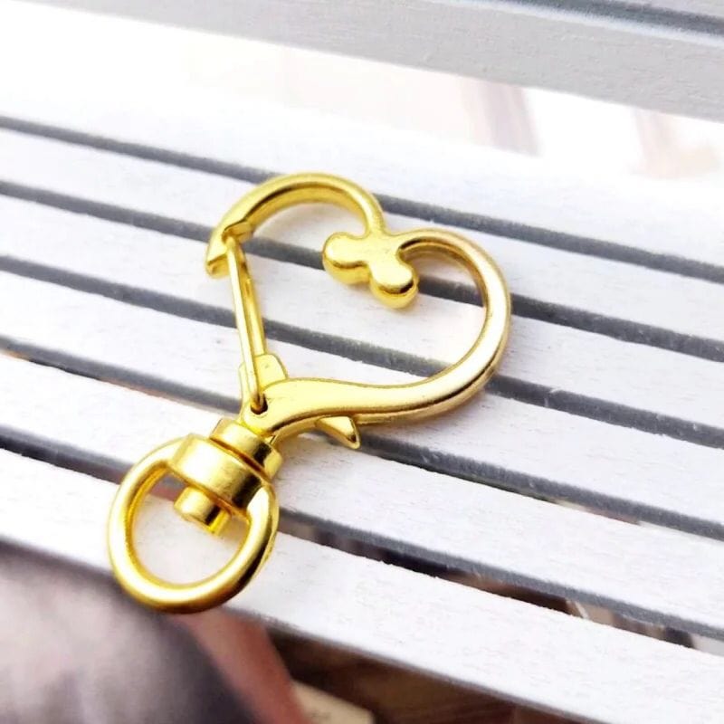 Heart-Shaped Swivel Snap Hook Keychain Metal Spring Snap Keychain Hook Lobster Clasp Key Ring Gold - Giftlab