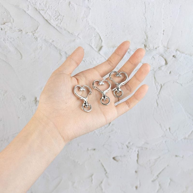 Heart-Shaped Swivel Snap Hook Keychain Metal Spring Snap Keychain Hook Lobster Clasp Key Ring Silver - Giftlab
