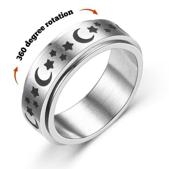 Spinner Rings For Anxiety Star Moon Pattern Rotating Anxiety Ring Valentine's Day Gifts