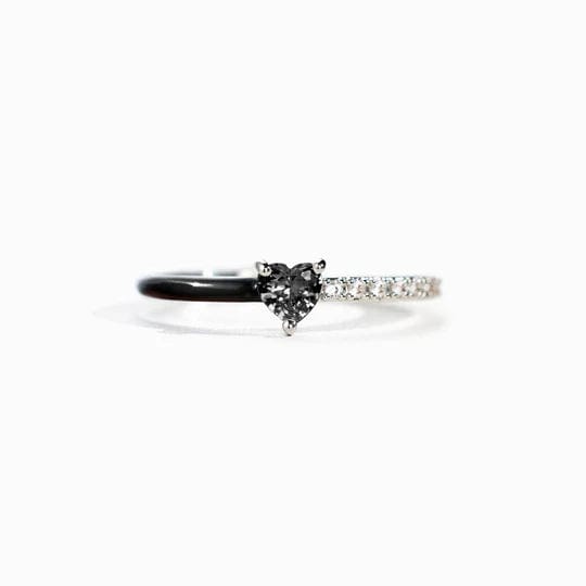 Love Me Until I'm Me Again Black Heart-Cut Half Enamel Ring - Giftlab