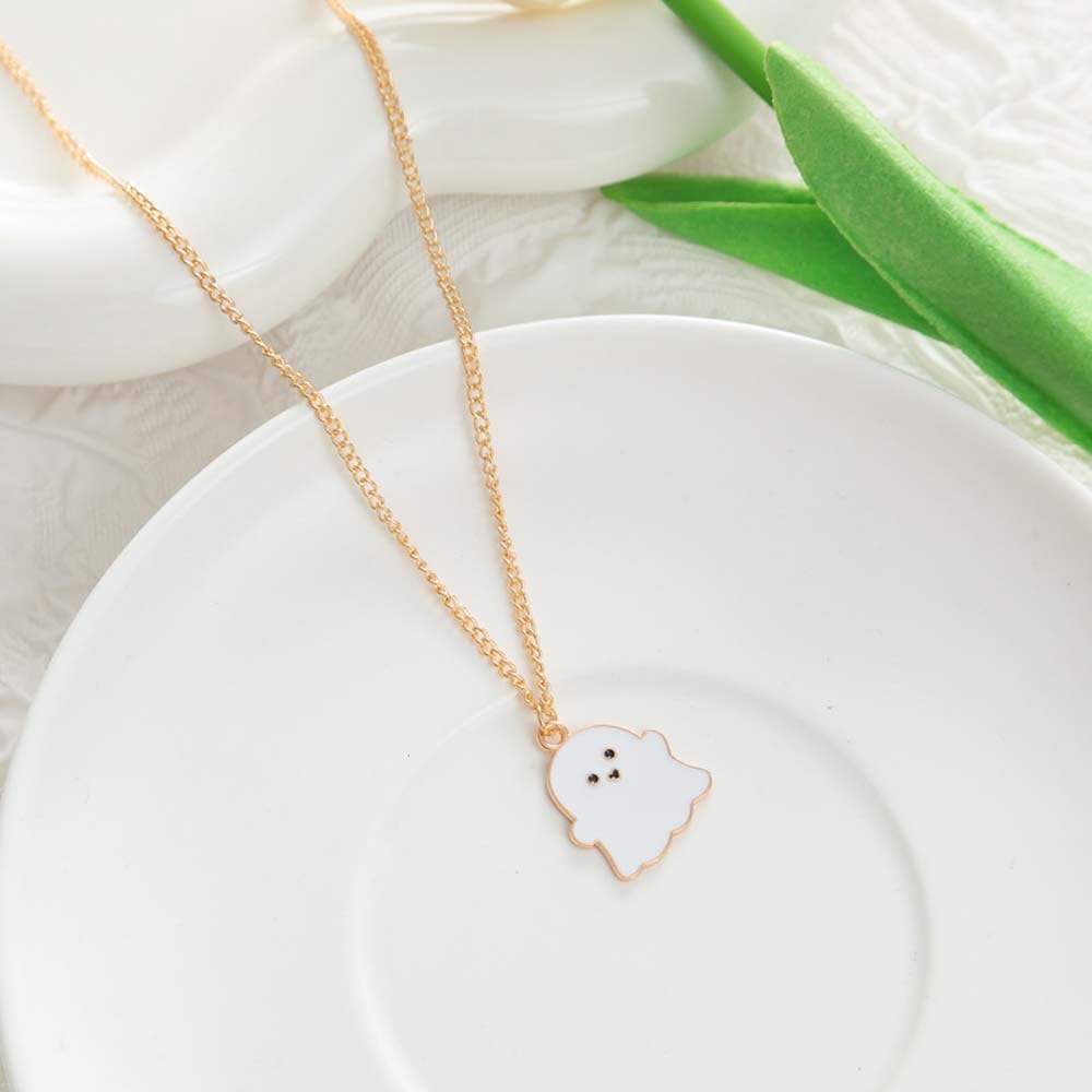 Ghost Necklace Cute Halloween Gift Ghost Jewelry Gift for Her - Giftlab
