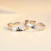 Mountain Ocean Couple Rings Matching Adjustable Ring Jewelry Gift for Lovers